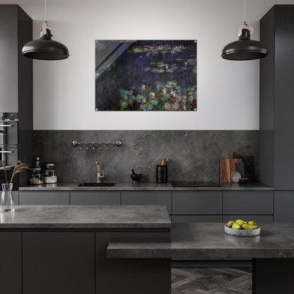 Water Lilies, Green Reflection right half - claude monet Acrylic Print - 70x100 cm / 28x40″ inches