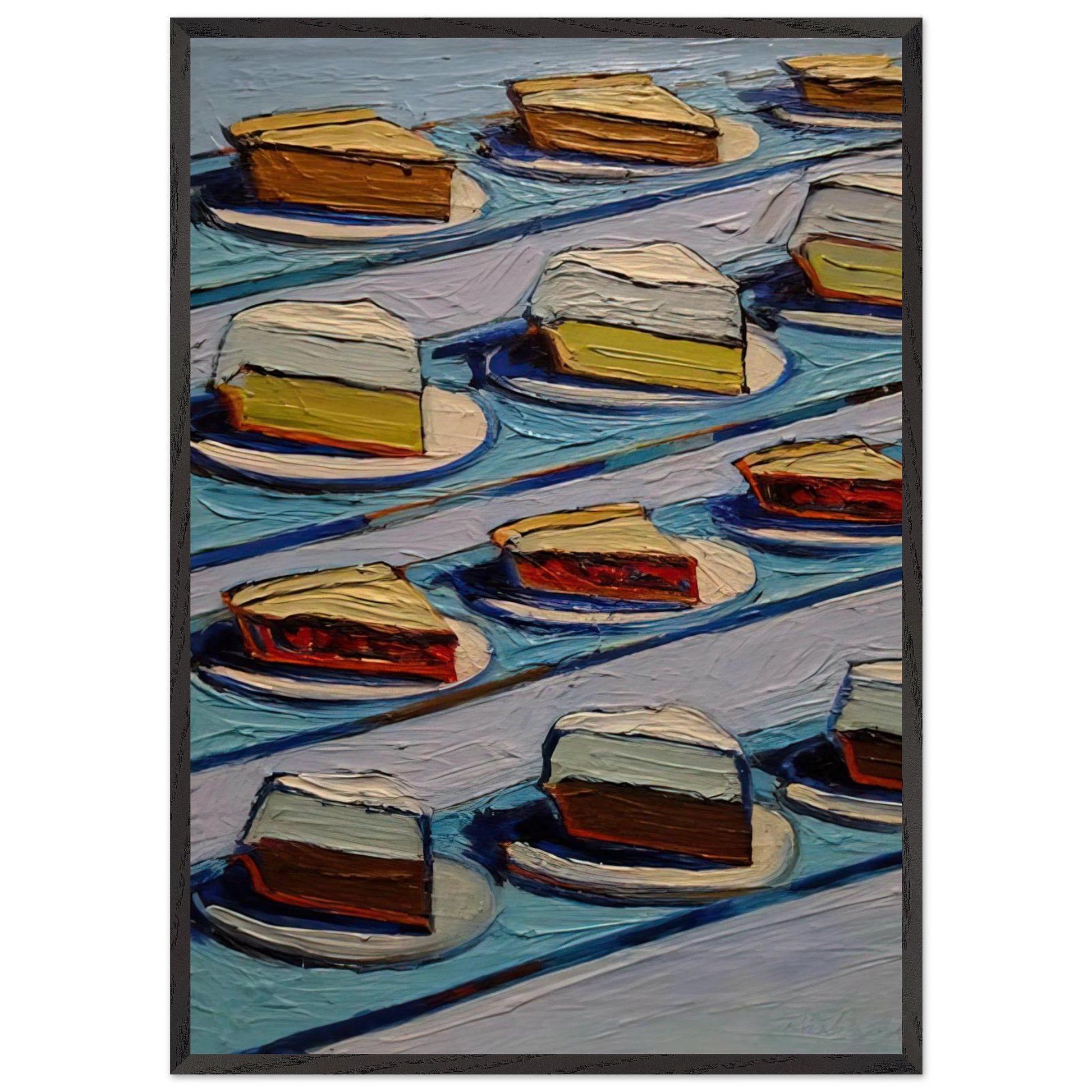 Refrigerator Pies - 1962 - Wayne Thiebaud Framed Art Print – Black Wooden Frame - Default Title - -Framed Art Print