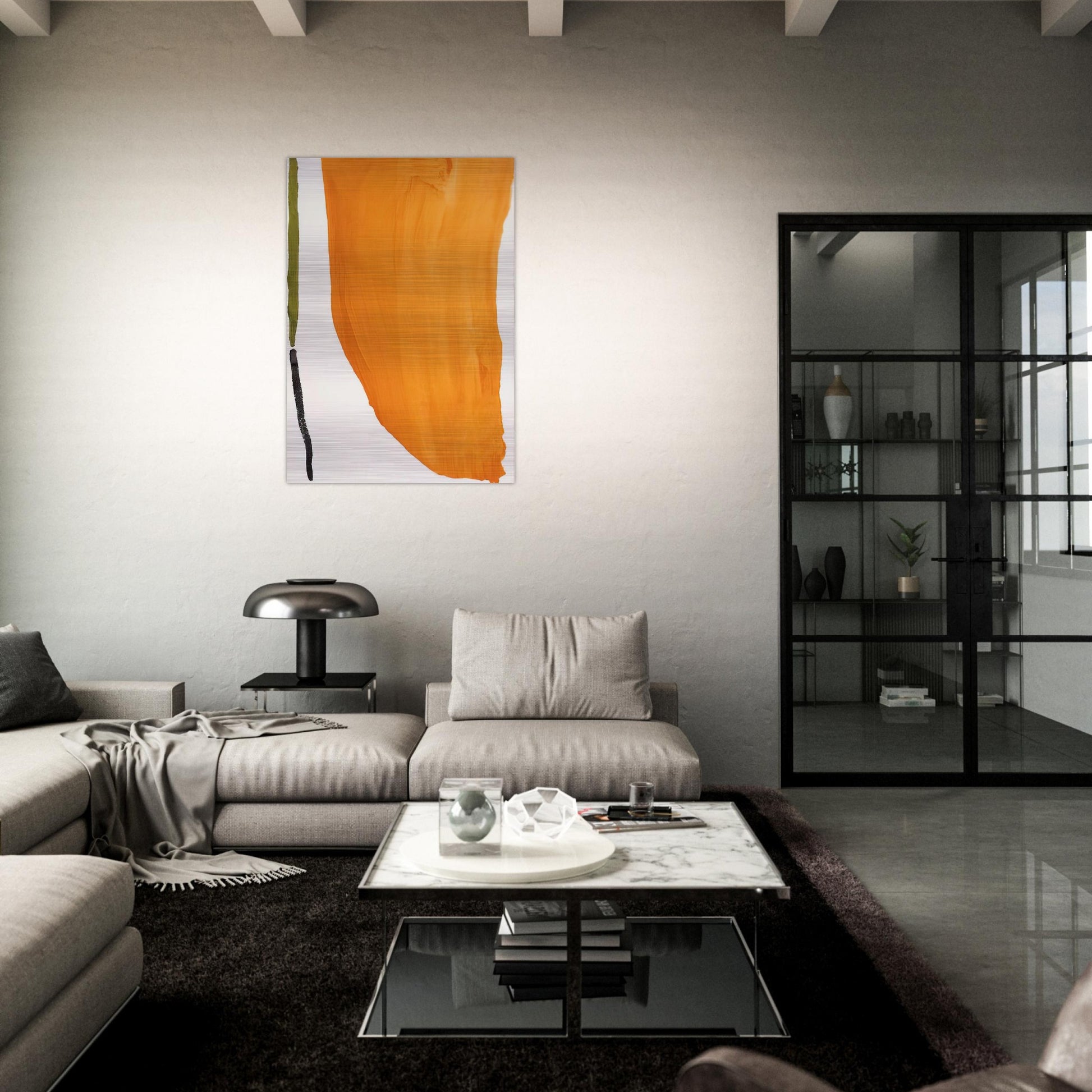 Orange Downpour - 1970 - Helen Frankenthaler Brushed Aluminum Print - 70x100 cm / 28x40 inches | Helen Frankenthaler Aluminum Print | Helen Frankenthaler Prints