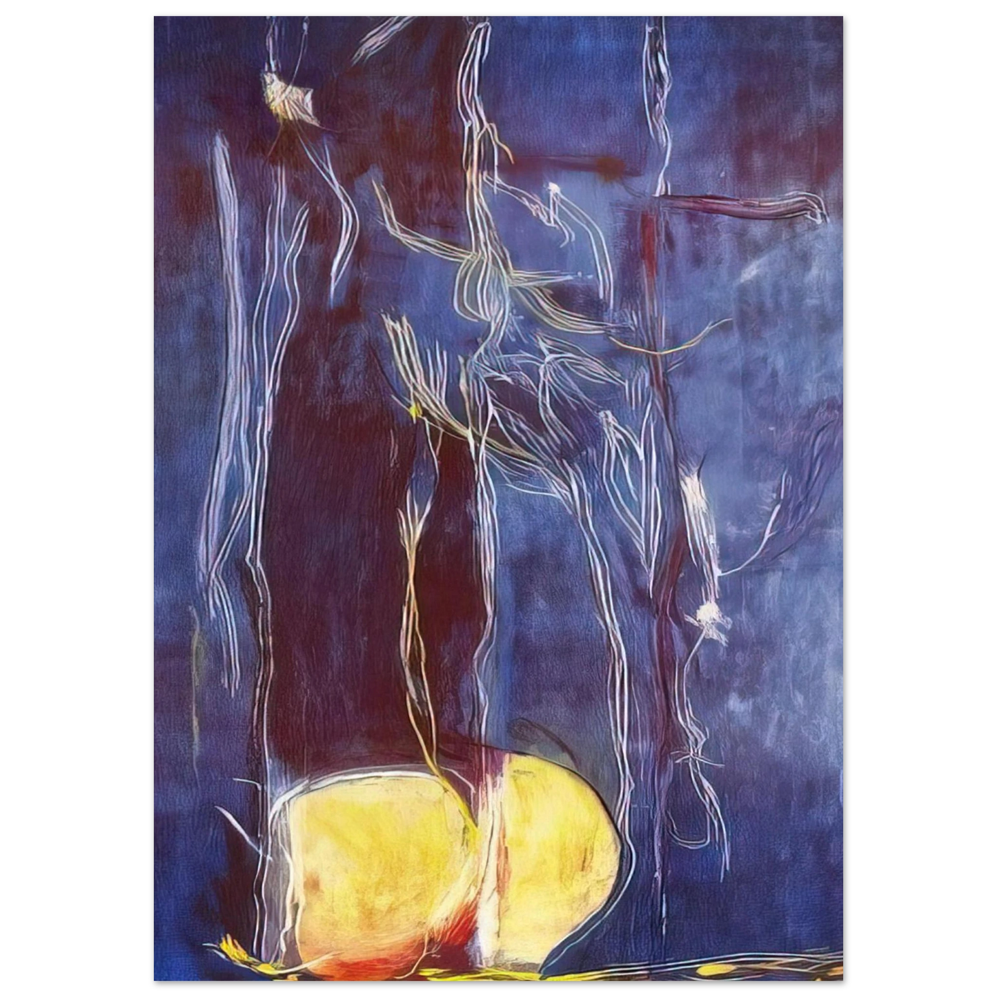 Helen Frankenthaler - All About Blue - 1994 Wall art - 30x45 cm / 12x18 inches - Premium Wooden Framed Poster With Fine Art Paper - White frame