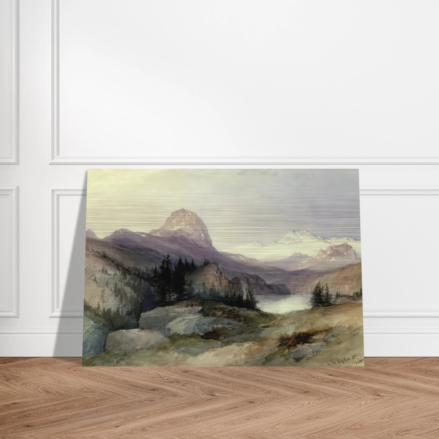 In the Bighorn Mountains - Thomas Moran Brushed Aluminum Print - 70x100 cm / 28x40 inches | Thomas Moran Aluminum Print | Thomas Moran Prints