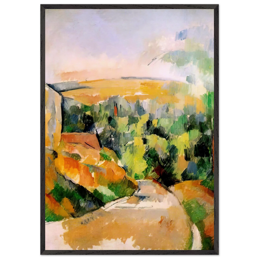 The Bend in the road - Paul Cezanne 70x100 cm / 28x40 inches Framed Art Print – Black Wooden Frame