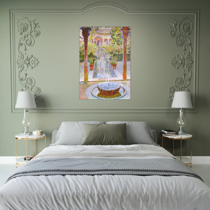 THE GARDENS OF GENERALIFE IN GRENADA 1913 - Theo van Rysselberghe Brushed Aluminum Print - 70x100 cm / 28x40 inches | Theo van Rysselberghe Aluminum Print | Theo van Rysselberghe Prints