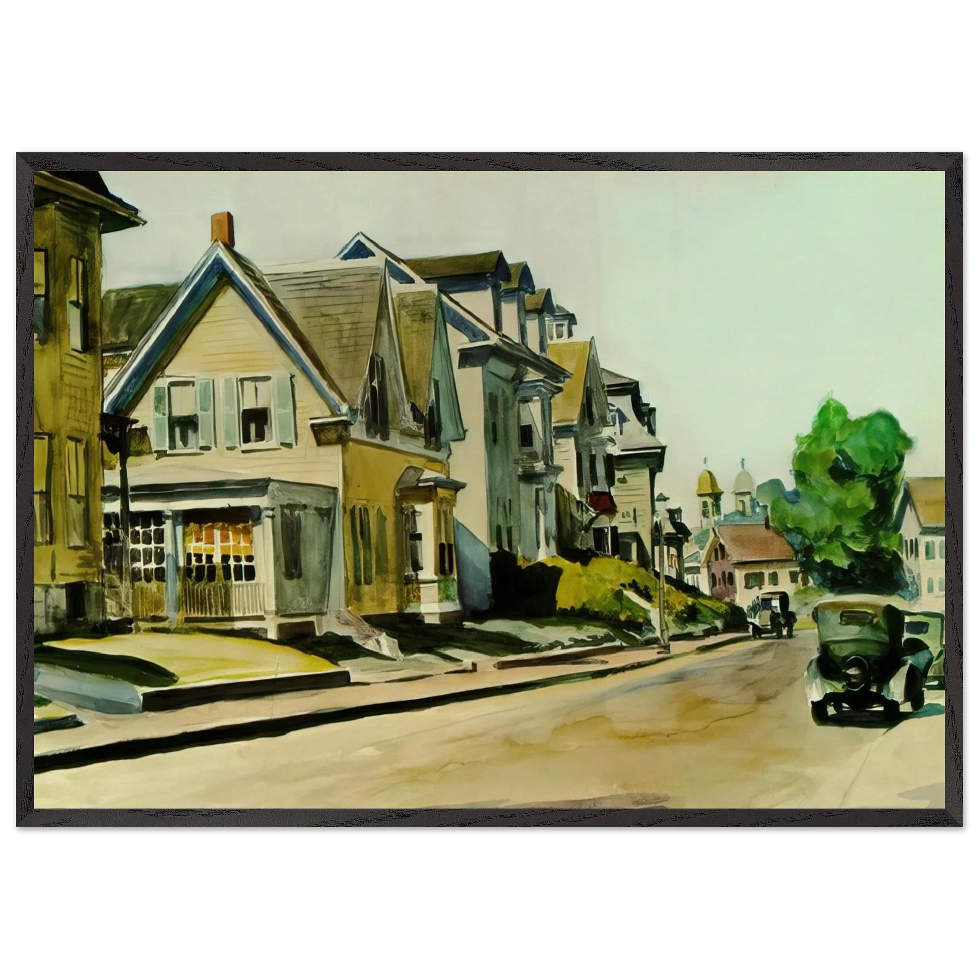 Sun on Prospect Street Gloucester Massachusetts - Edward Hopper Framed Art Print – Black Wooden Frame - Default Title - -Framed Art Print
