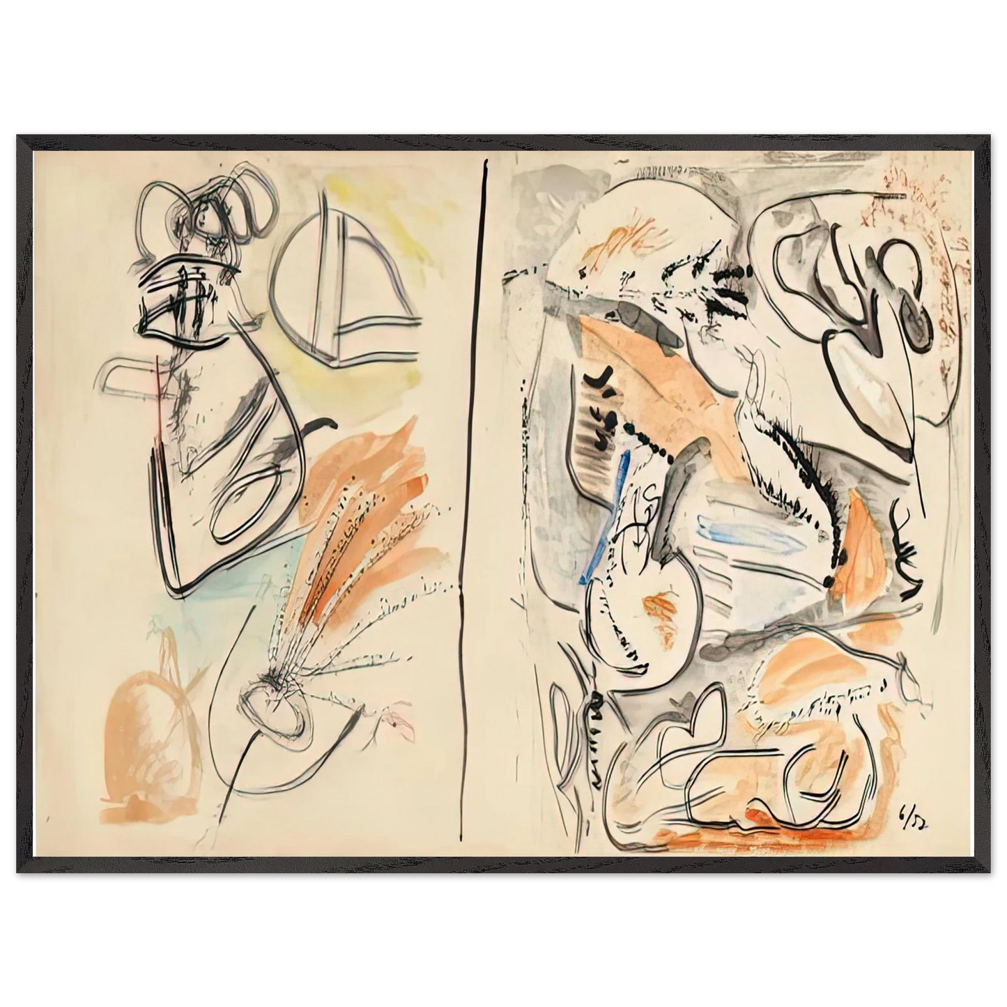 Helen Frankenthaler - Window Shade No. 2, 1952- Wall Art - 30x40 cm / 12x16 inches - Premium Wooden Framed Poster With Fine Art Paper - White frame