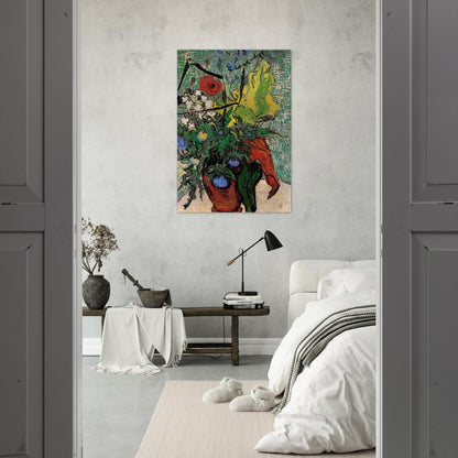 Wild Flowers and Thistles in a Vase - Vincent van Gogh Brushed Aluminum Print - 70x100 cm / 28x40 inches | Vincent van Gogh Aluminum Print | Vincent van Gogh Prints