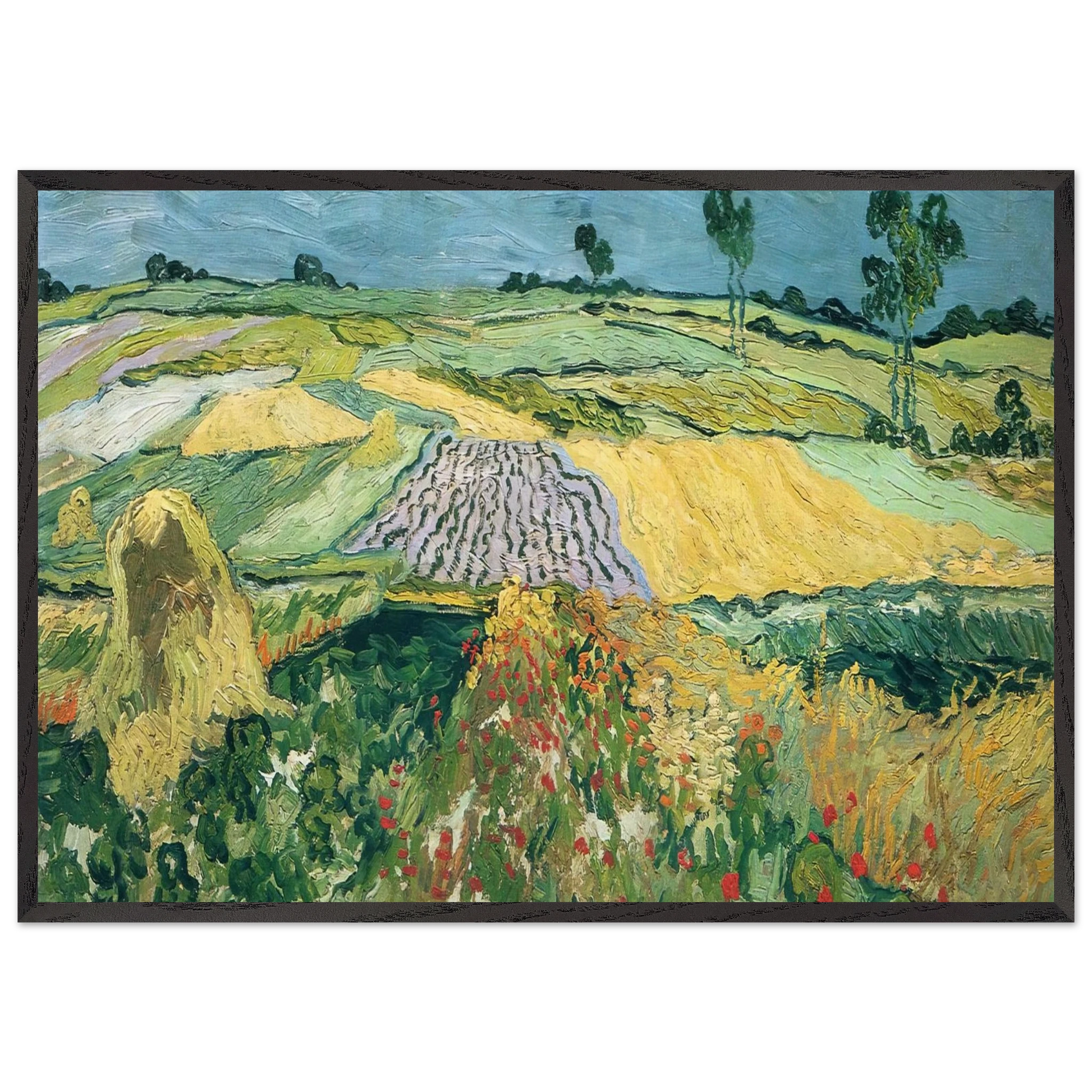 Wheatfields - Vincent van Gogh Framed Art Print – Black Wooden Frame - Default Title - -Framed Art Print