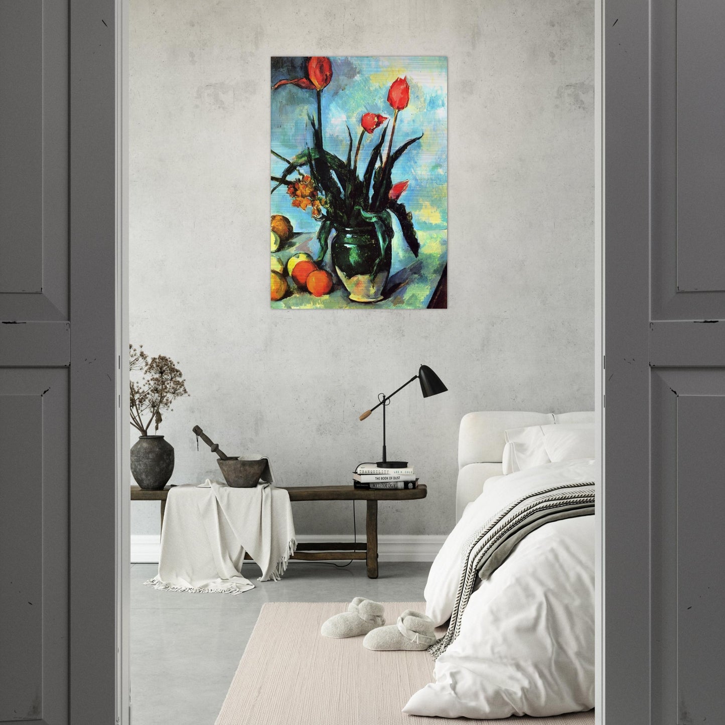 Tulips in a Vase - Paul Cézanne Brushed Aluminum Print - 70x100 cm / 28x40 inches | Paul Cézanne Aluminum Print | Paul Cézanne Prints