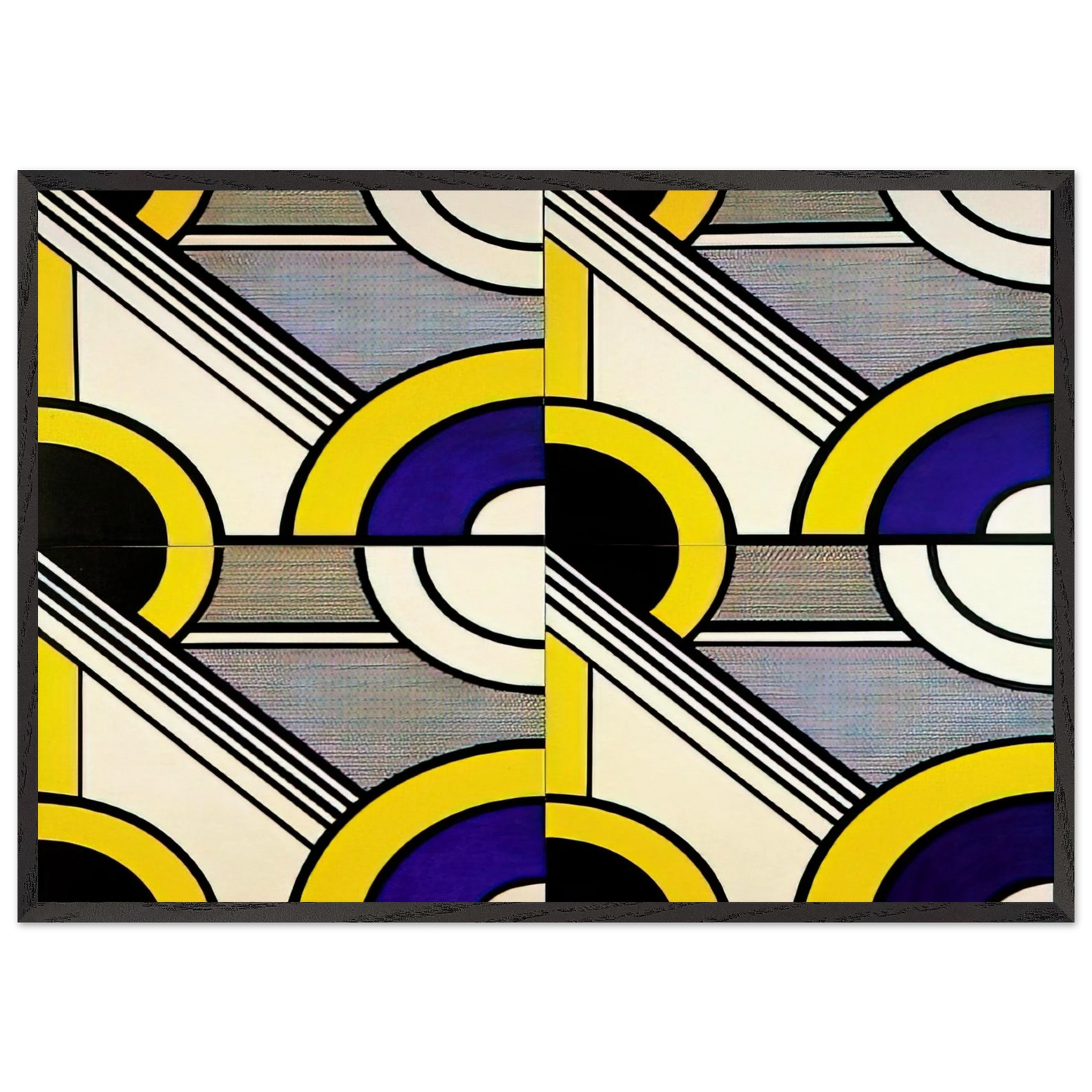 MODULAR PAINTING WITH FOUR PANELS 1 1969 - Roy Lichtenstein Framed Art Print – Black Wooden Frame - Default Title - -Framed Art Print