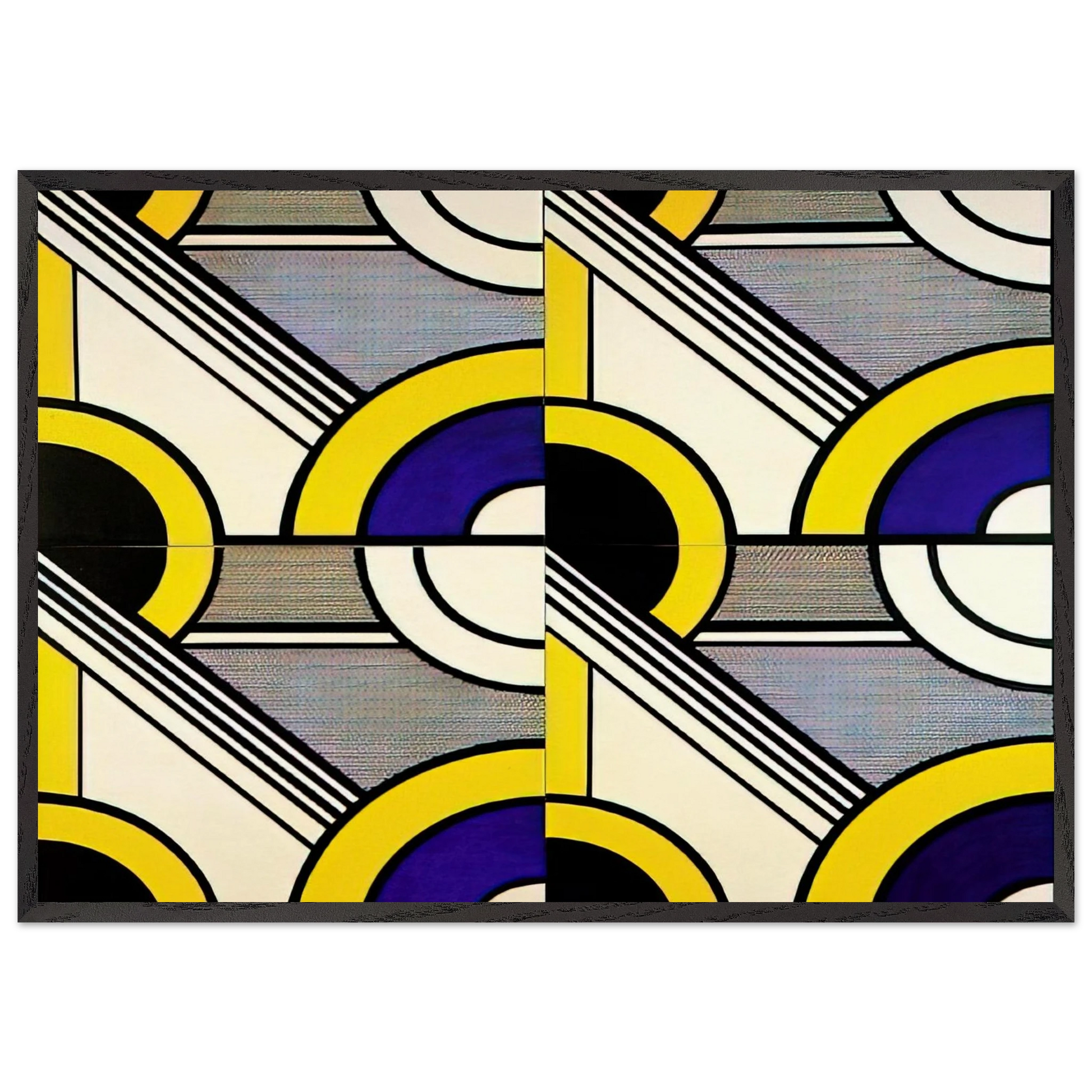 MODULAR PAINTING WITH FOUR PANELS 1 1969 - Roy Lichtenstein Framed Art Print – Black Wooden Frame - Default Title - -Framed Art Print