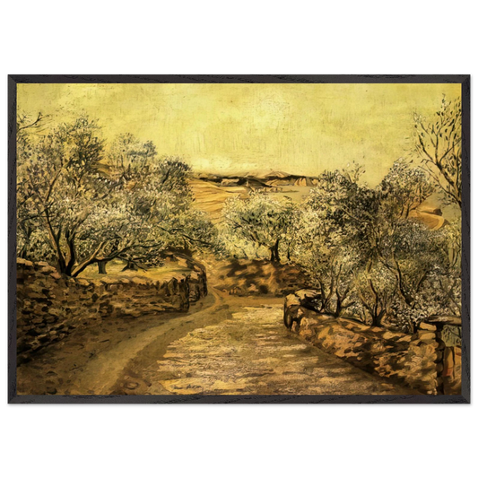 THE LANE TO PORT LLIGAT WITH VIEW OF CAP CREUS - Salvador Dali Framed Art Print – Black Wooden Frame - Default Title - -Framed Art Print