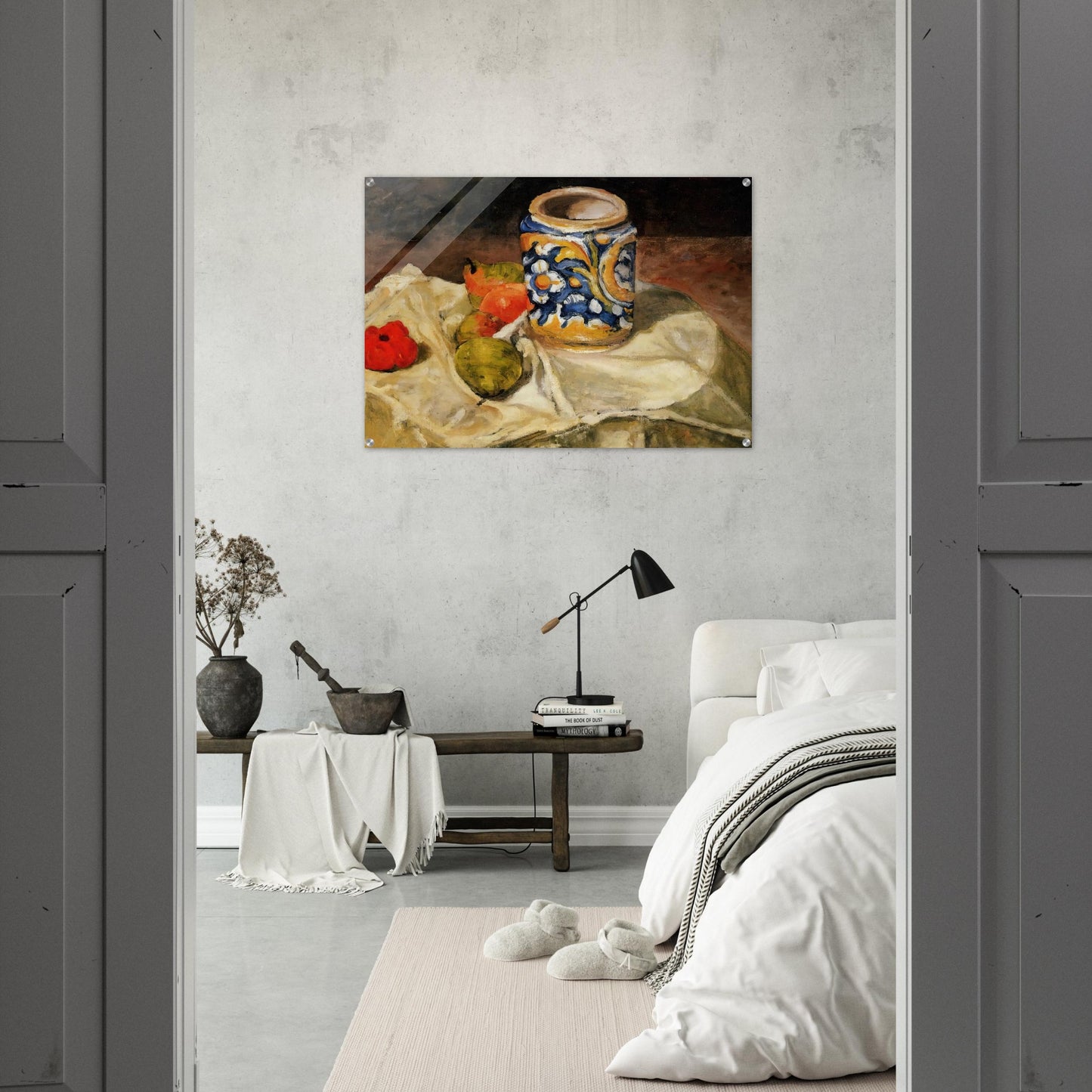 Still life with Italian earthenware jar - Paul Cézanne Acrylic Print - 70x100 cm / 28x40″ inches