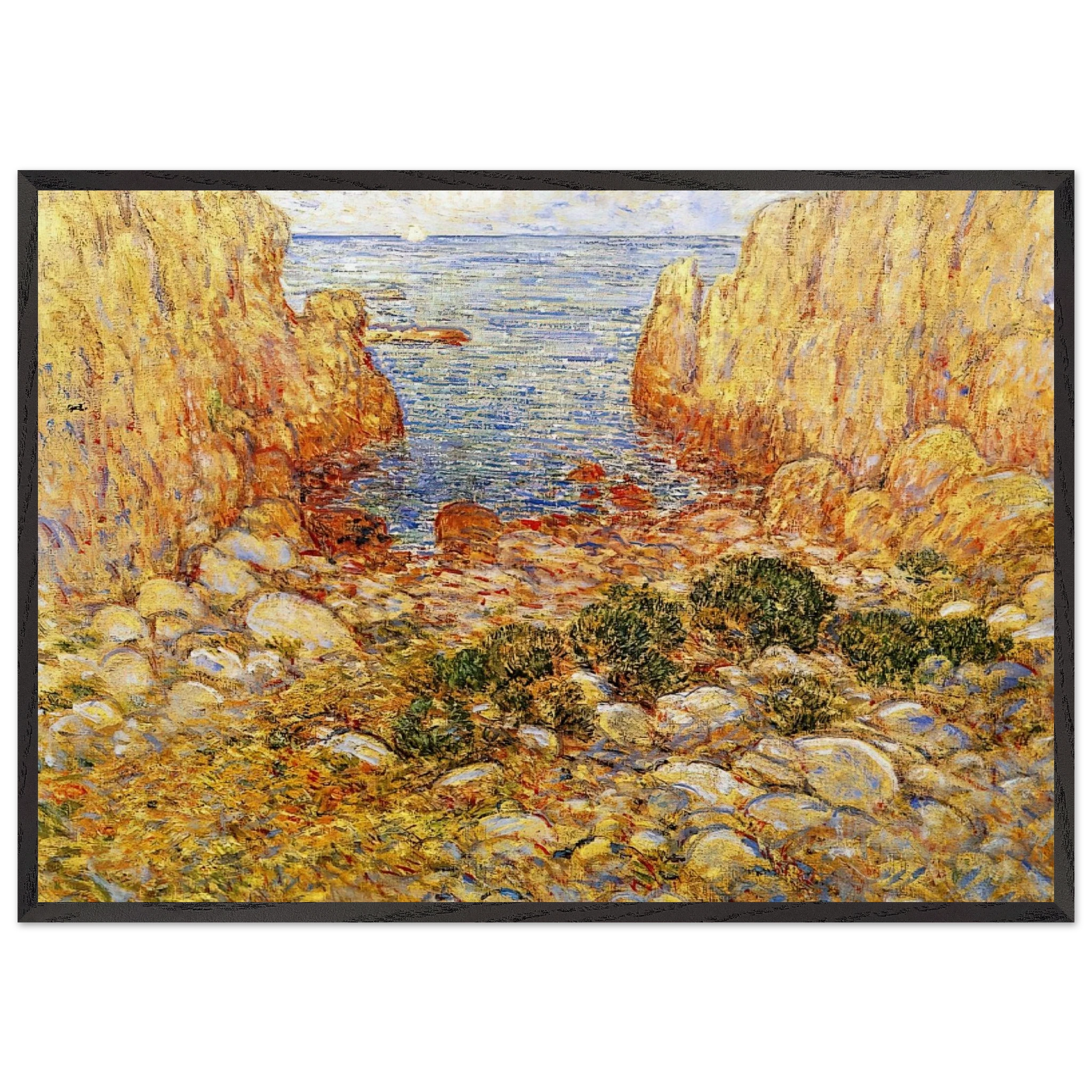 The Gorge - Appledore Isles of Shoals - Childe Hassam Framed Art Print – Black Wooden Frame - Default Title - -Framed Art Print