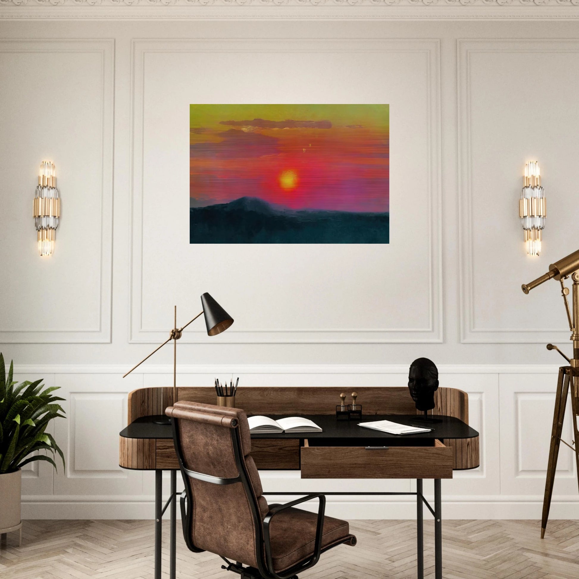 Red sunset - Arkhyp Kuindzhi Brushed Aluminum Print - 70x100 cm / 28x40 inches | Arkhyp Kuindzhi Aluminum Print | Arkhyp Kuindzhi Prints
