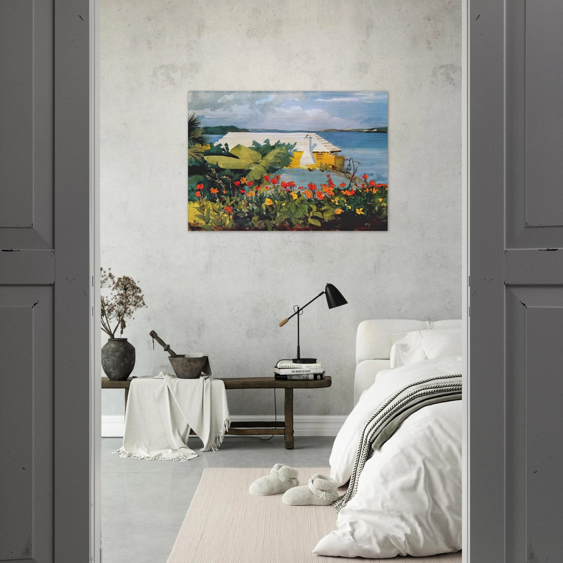 FLOWER GARDEN AND BUNGALOW BERMUDA - Winslow Homer Brushed Aluminum Print - 70x100 cm / 28x40 inches | Winslow Homer Aluminum Print | Winslow Homer Prints