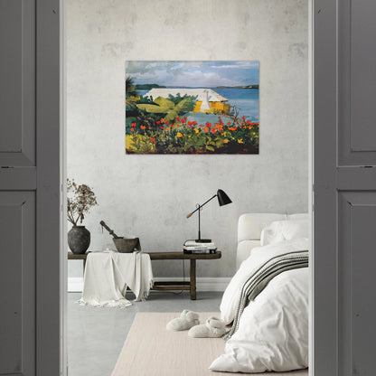 FLOWER GARDEN AND BUNGALOW BERMUDA - Winslow Homer Brushed Aluminum Print - 70x100 cm / 28x40 inches | Winslow Homer Aluminum Print | Winslow Homer Prints