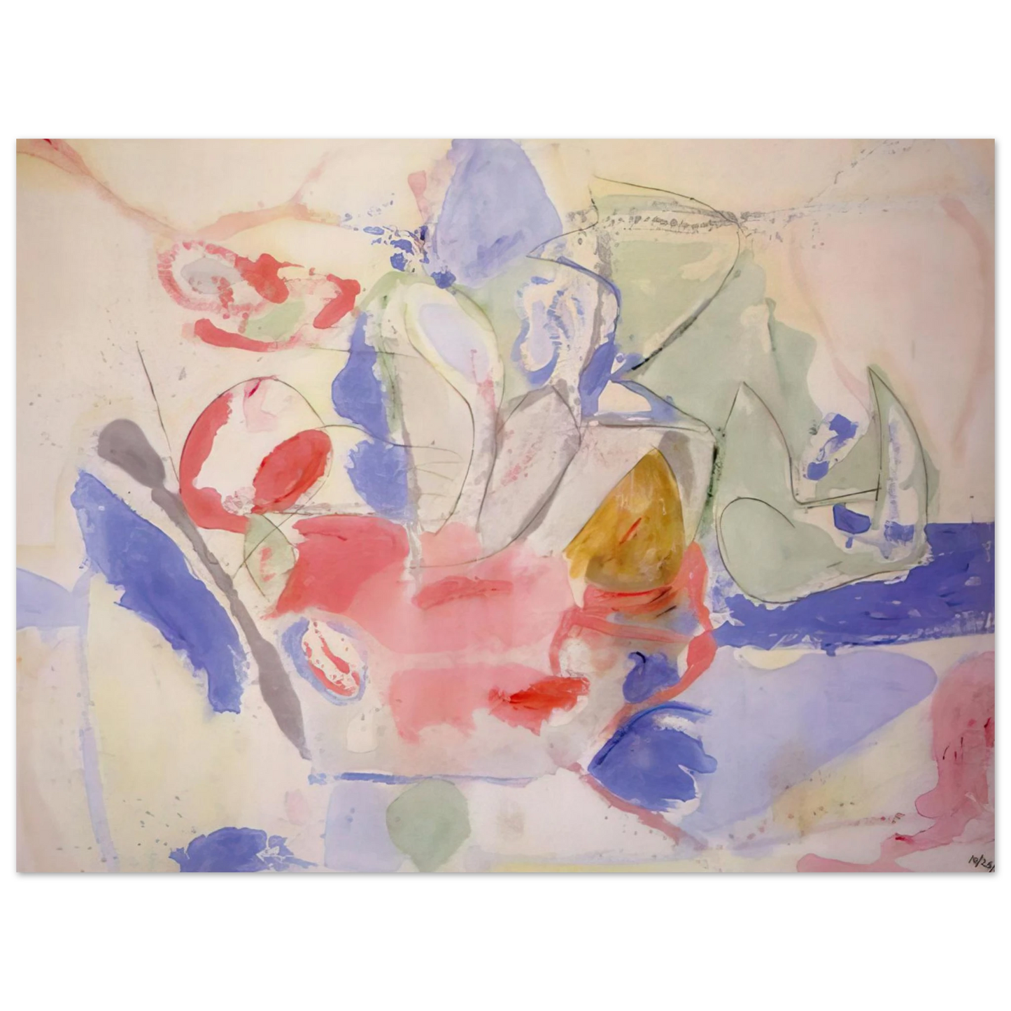 Helen Frankenthaler - Mountains and Sea - 1952 Wall art - 27x35 cm / 11x14 Inches - Premium Wooden Framed Poster With Fine Art Paper - White frame