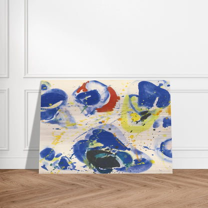 Blue With Red, Yellow and Orange - Sam Francis Brushed Aluminum Print - 70x100 cm / 28x40 inches | Sam Francis Aluminum Print | Sam Francis Prints