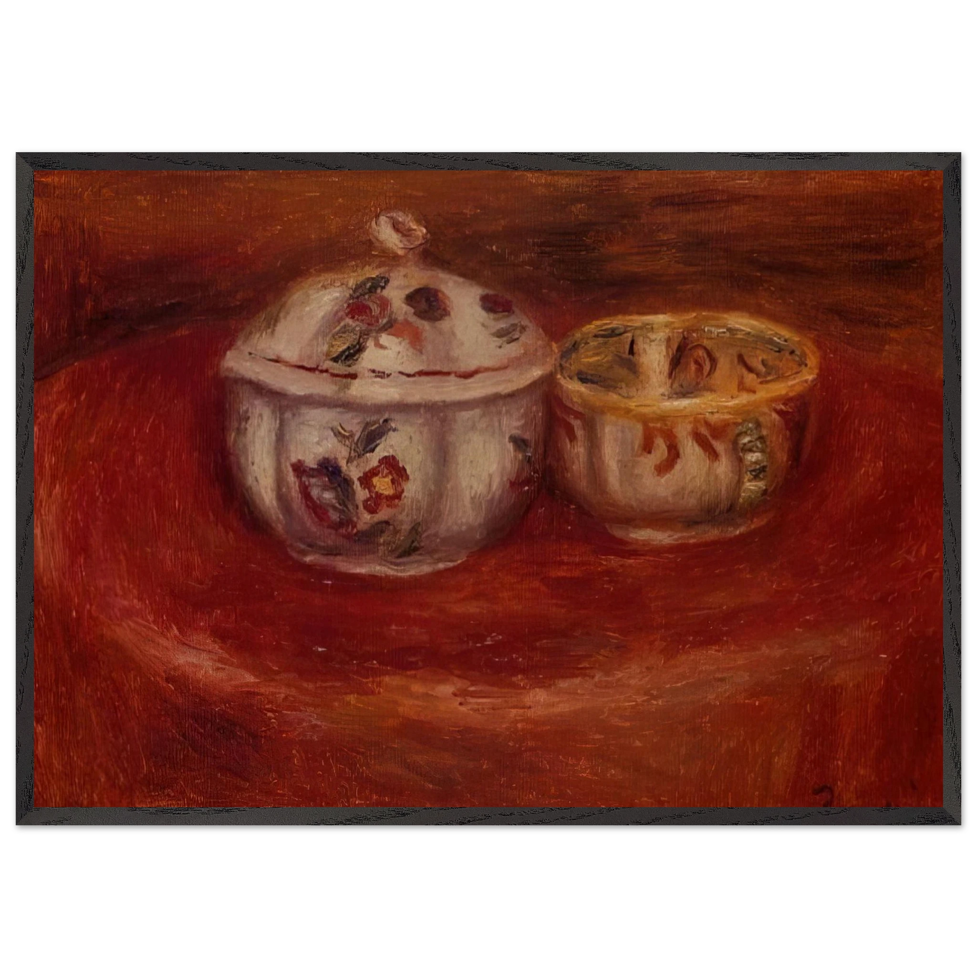 Sugar Bowl and Earthenware Bowl - Pierre-Auguste Renoir Framed Art Print – Black Wooden Frame - Default Title - -Framed Art Print