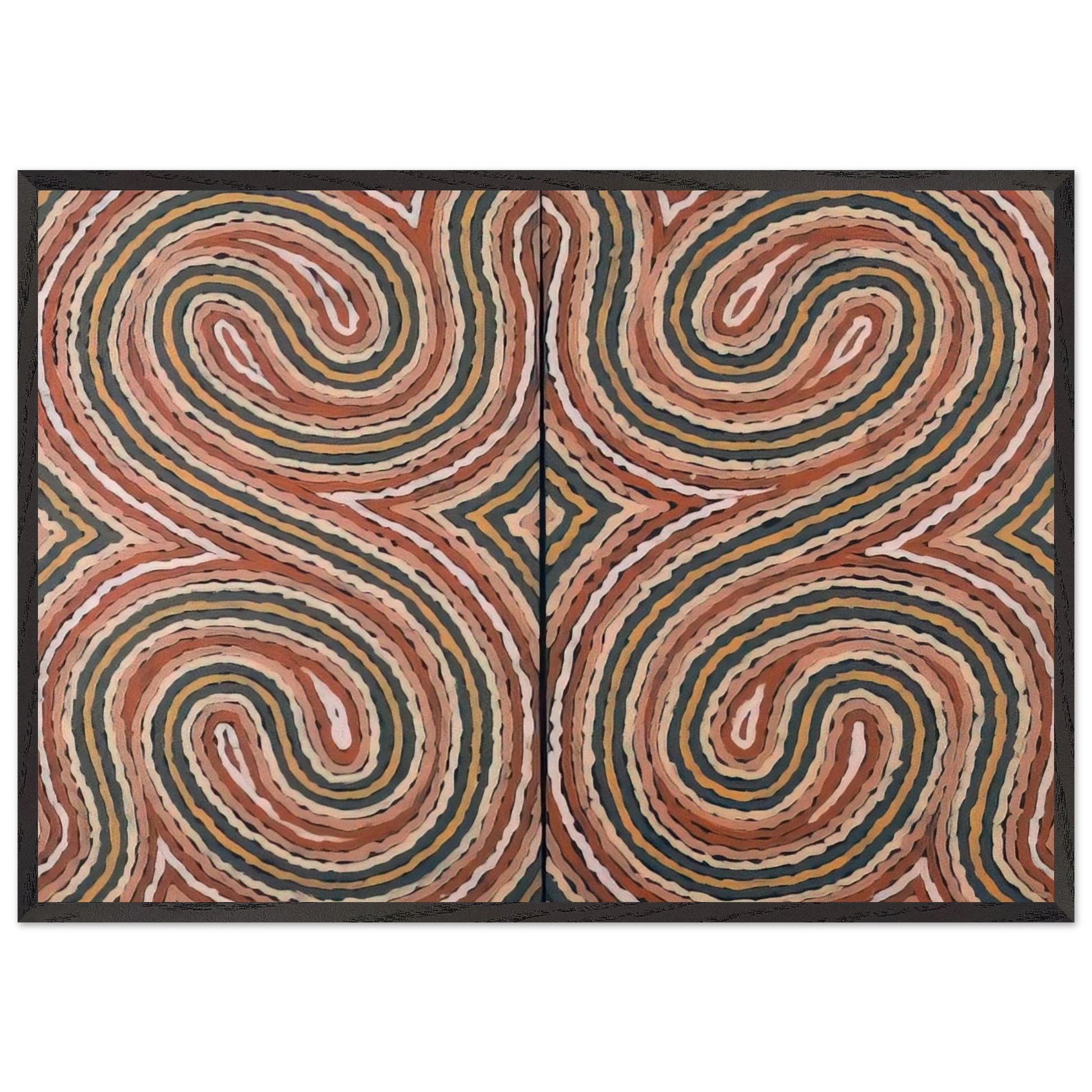 Worm Dreaming - 1999 - Clifford Possum Tjapaltjarri Framed Art Print – Black Wooden Frame - Default Title - -Framed Art Print