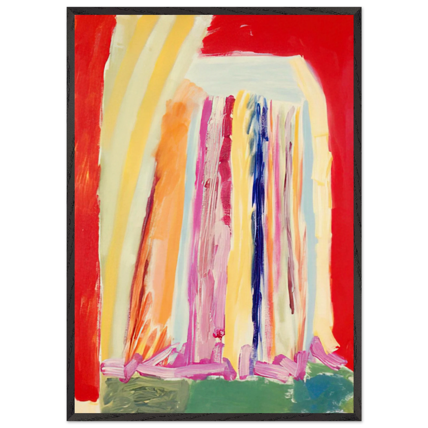 Red Night - 1973 - Ronnie Landfield Framed Art Print – Black Wooden Frame - Default Title - -Framed Art Print