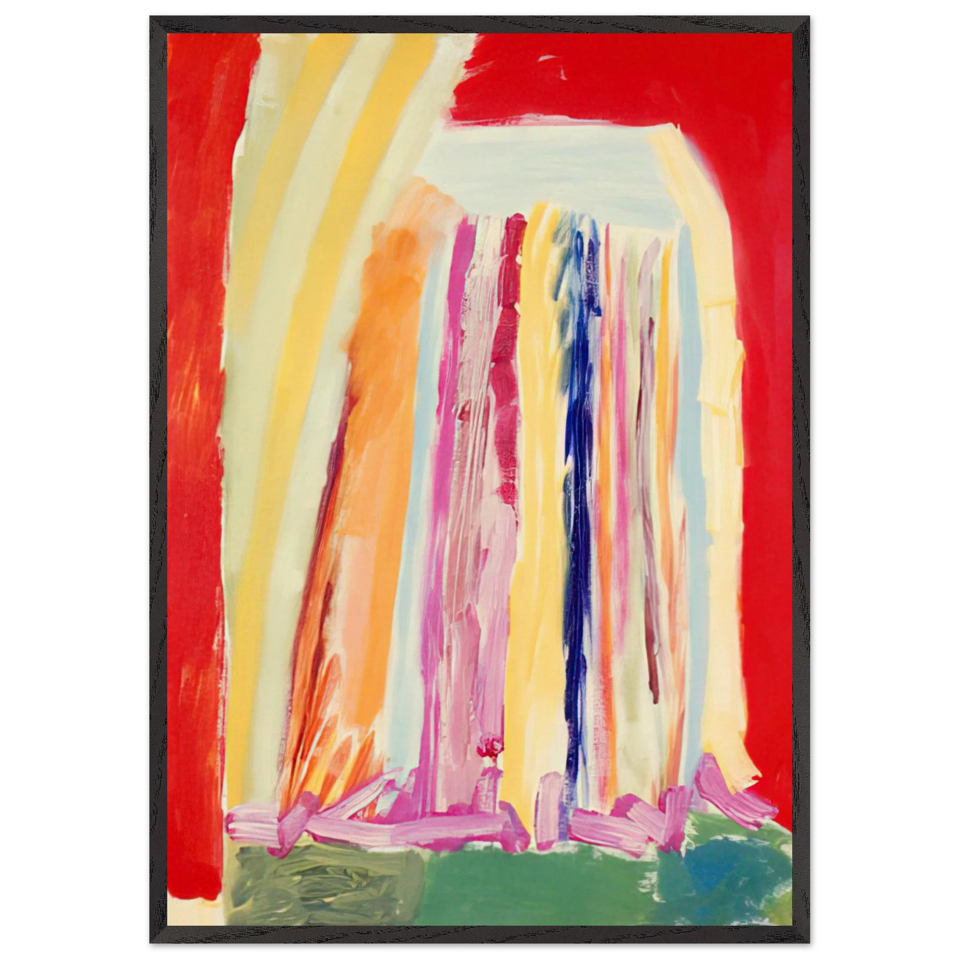 Red Night - 1973 - Ronnie Landfield Framed Art Print – Black Wooden Frame - Default Title - -Framed Art Print