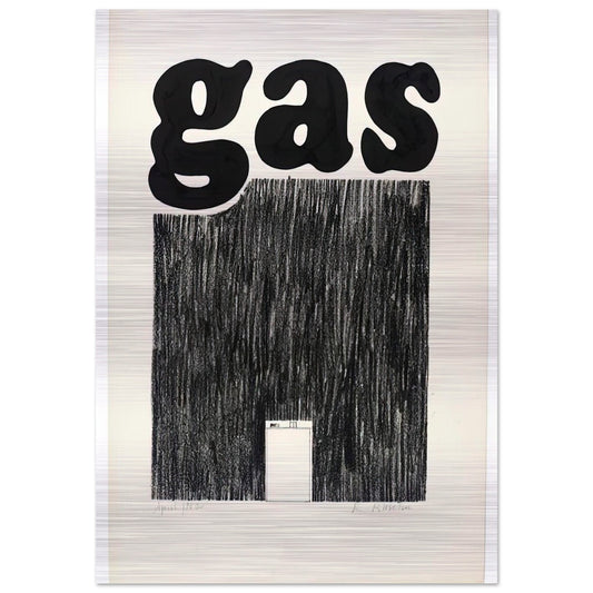 GAS 1962 - Edward Ruscha Brushed Aluminum Print - 70x100 cm / 28x40 inches | Edward Ruscha Aluminum Print | Edward Ruscha Prints