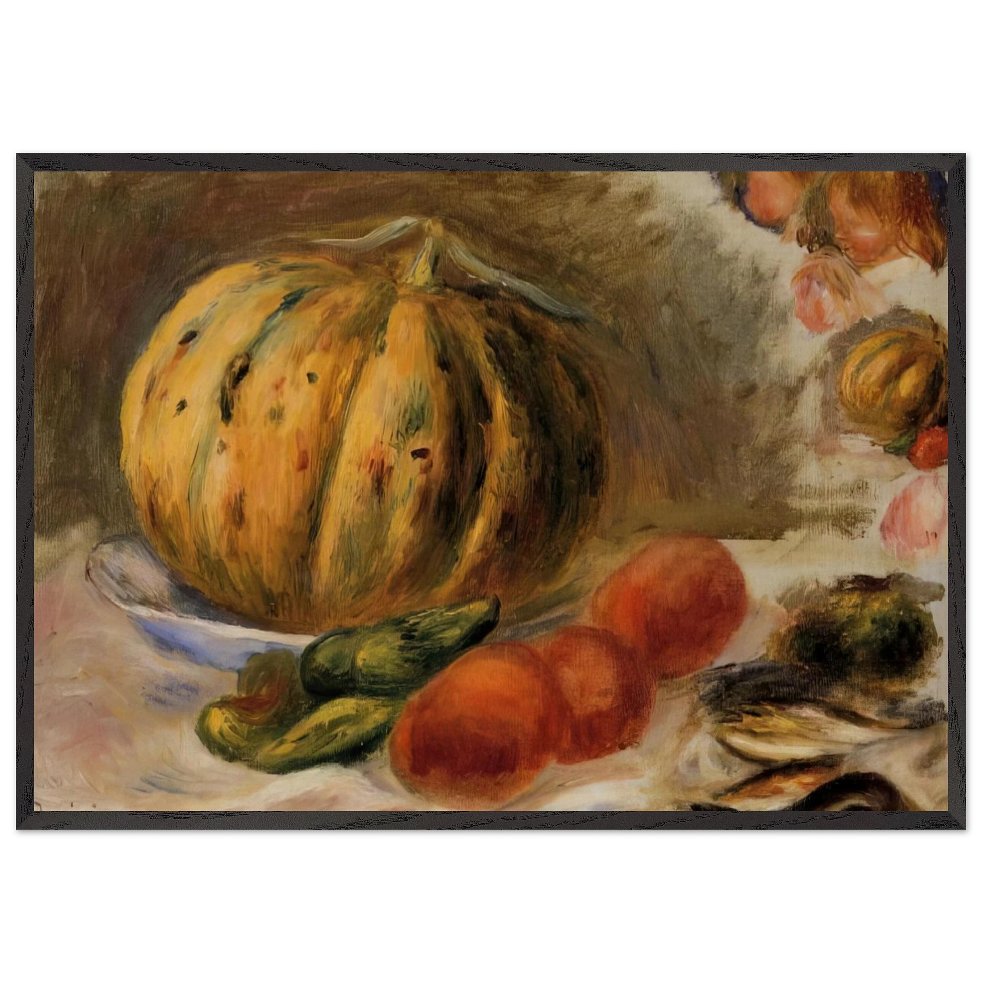 Melon and Tomatos - Pierre-Auguste Renoir Framed Art Print – Black Wooden Frame - Default Title - -Framed Art Print