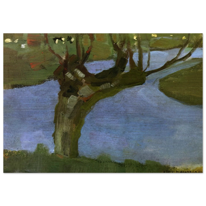 Irrigation Ditch with Mature Willow - Piet Mondrian Brushed Aluminum Print - 70x100 cm / 28x40 inches | Piet Mondrian Aluminum Print | Piet Mondrian Prints