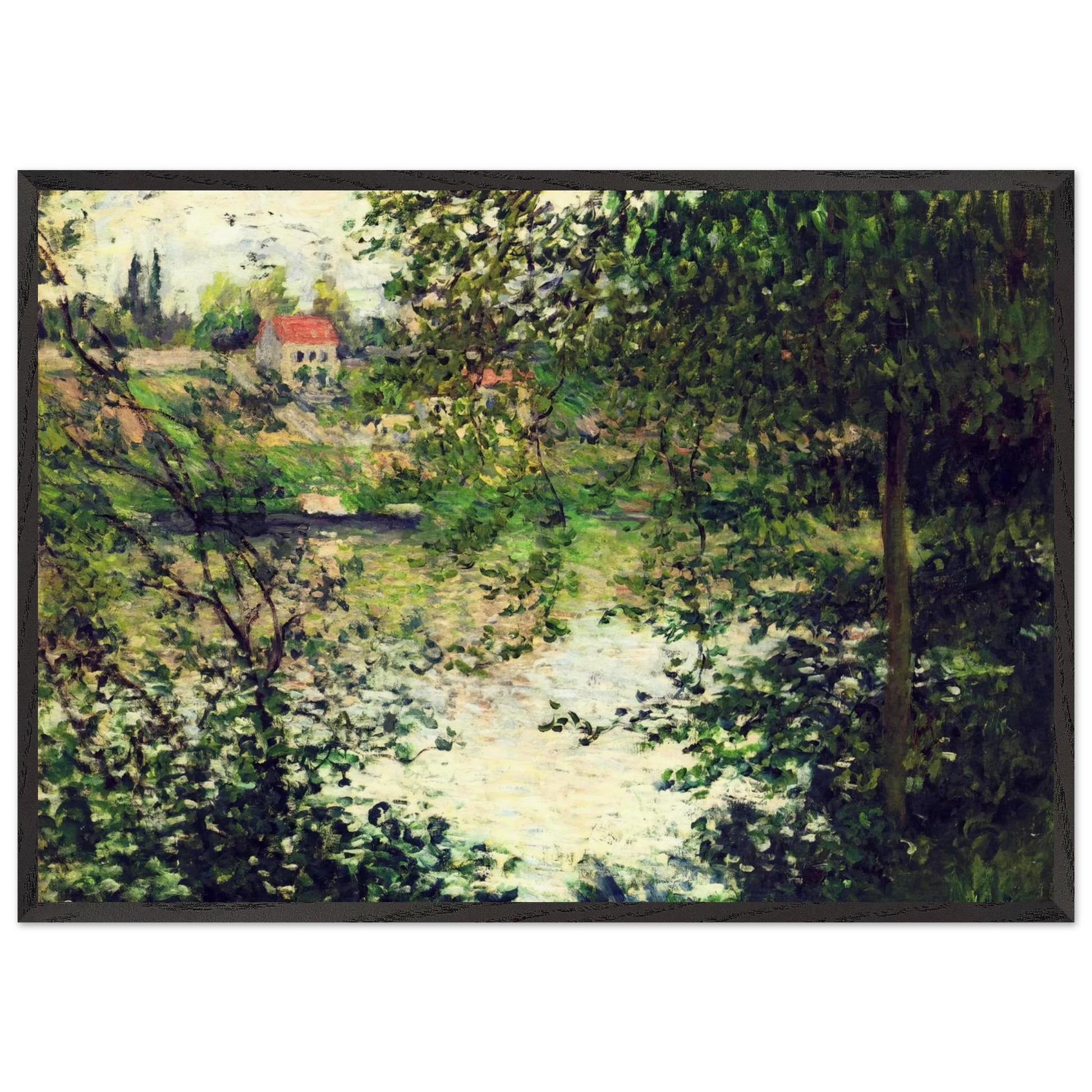 Ile de La Grande Jatte Through the Trees - claude monet Framed Art Print – Black Wooden Frame - Default Title - -Framed Art Print