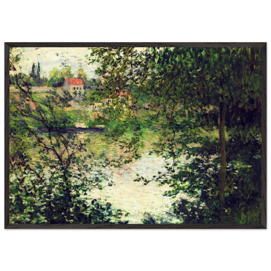 Ile de La Grande Jatte Through the Trees - claude monet 70x100 cm / 28x40 inches Framed Art Print – Black Wooden Frame