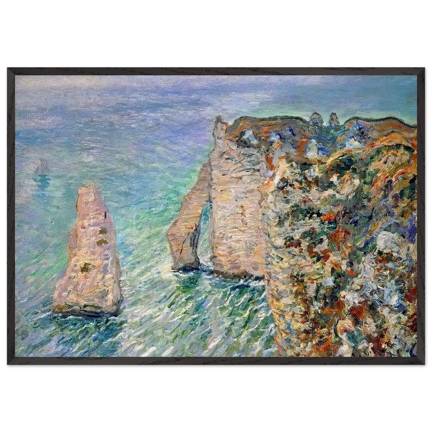 The Rock Needle and the Porte dAval - claude monet Framed Art Print – Black Wooden Frame - Default Title - -Framed Art Print