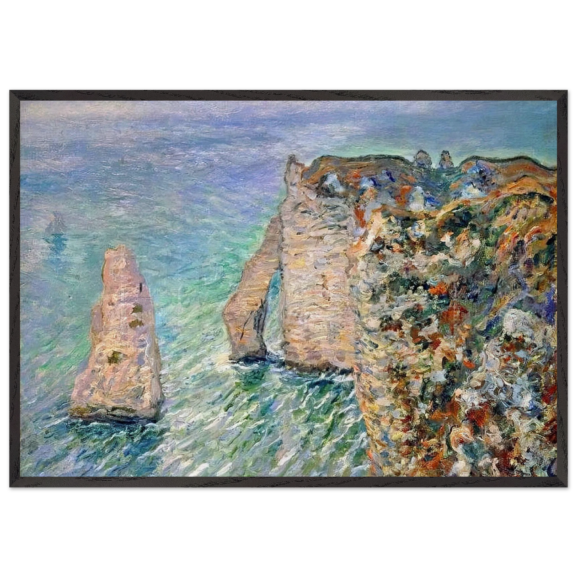 The Rock Needle and the Porte dAval - claude monet Framed Art Print – Black Wooden Frame - Default Title - -Framed Art Print
