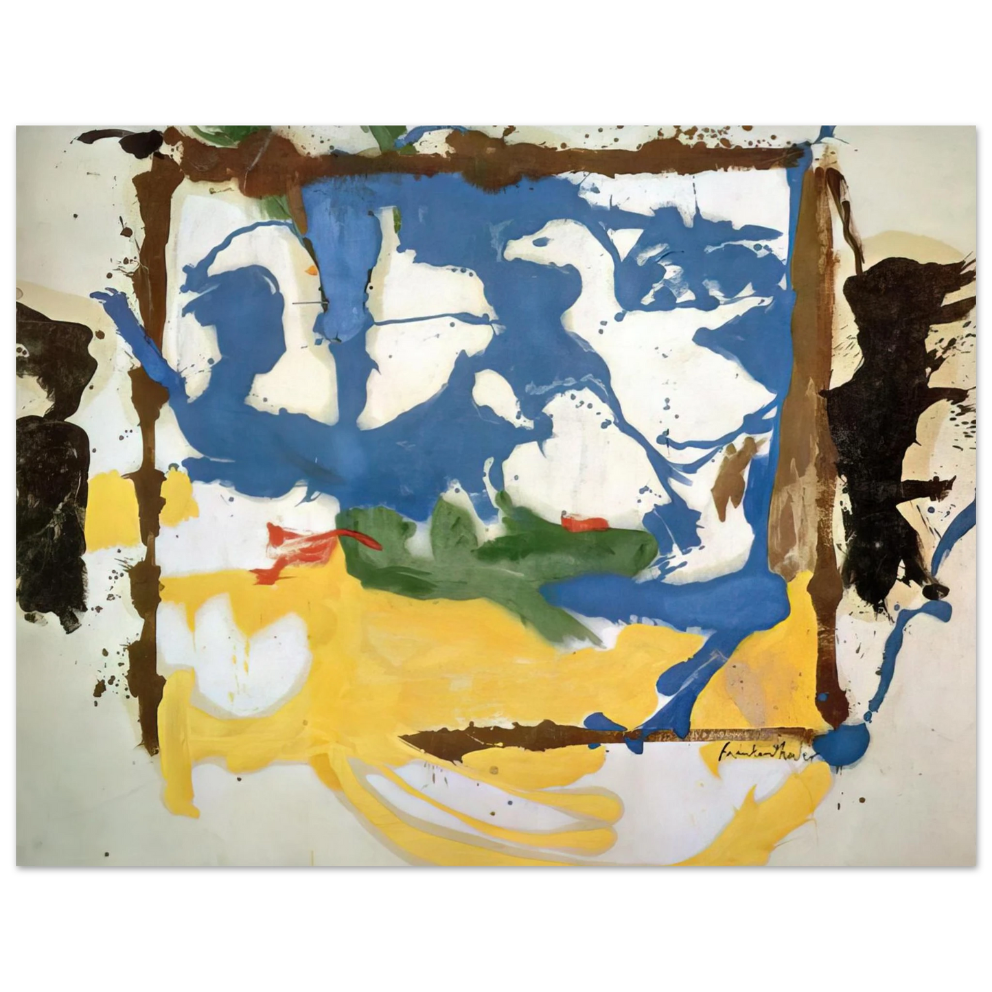 Helen Frankenthaler - Swan Lake #2 - 1961 Wall art - 27x35 cm / 11x14 inches - Premium Wooden Framed Poster With Fine Art Paper - Black frame
