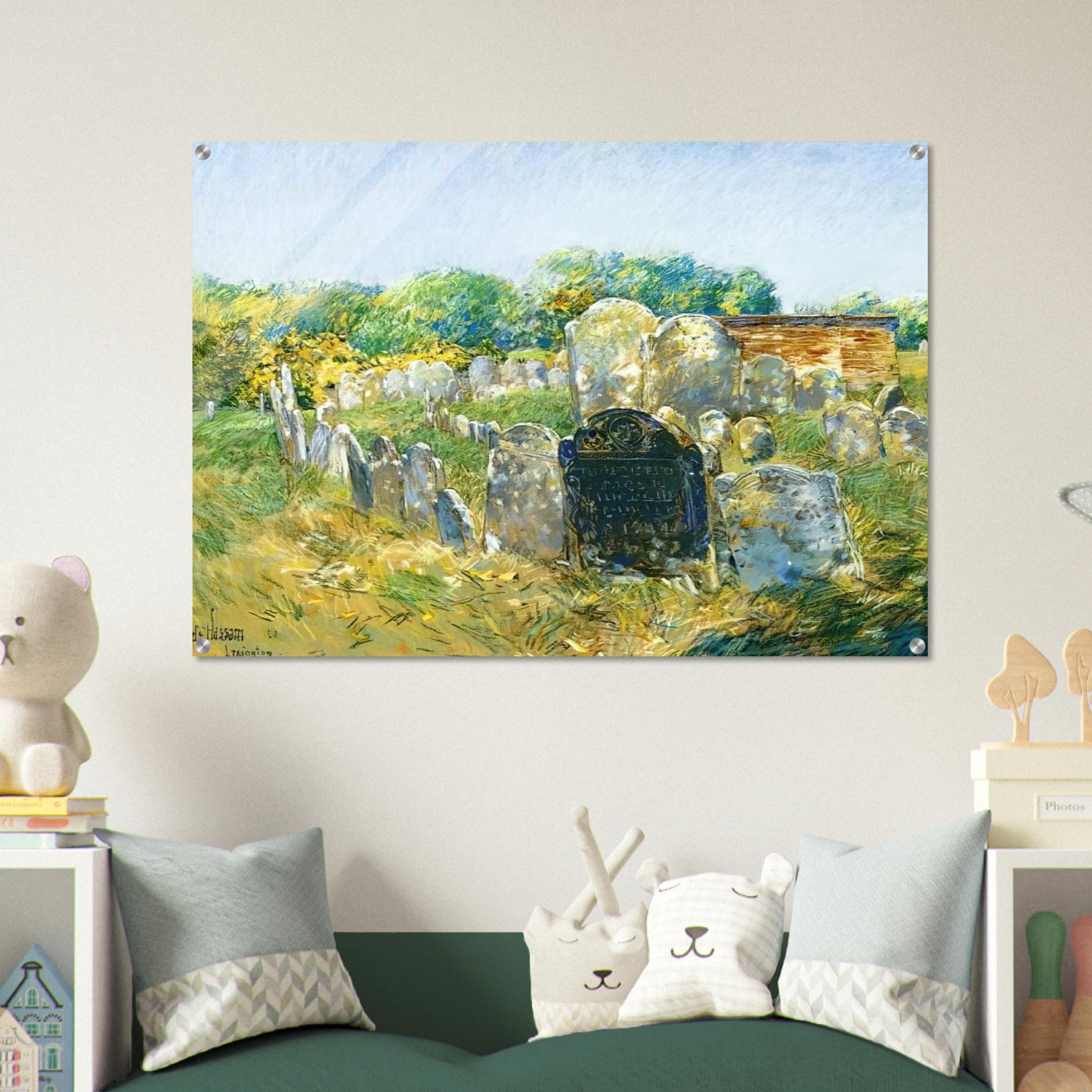 Colonial Graveyard at Lexington - Childe Hassam Acrylic Print - 70x100 cm / 28x40″ inches