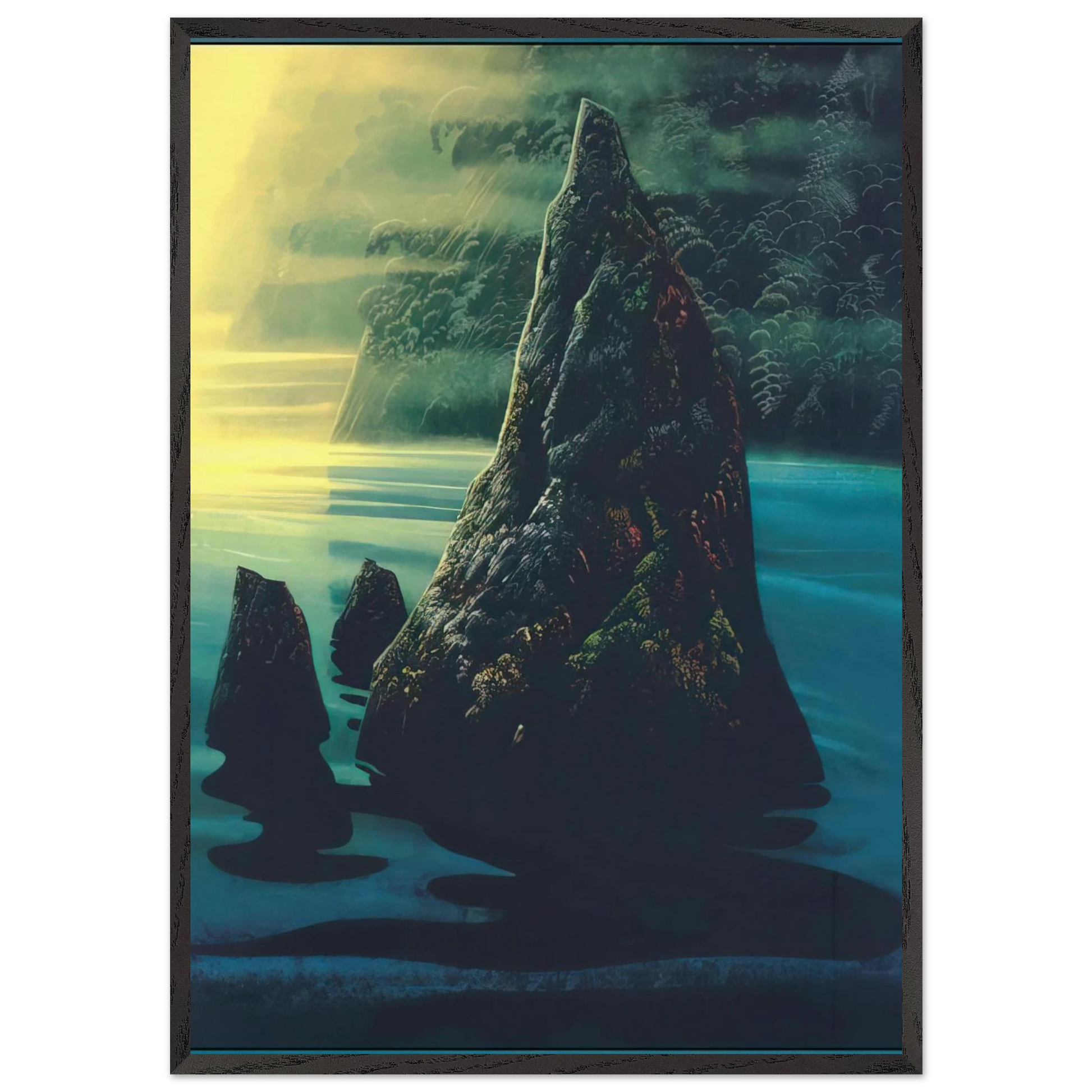 The Rock - Eyvind Earle Framed Art Print – Black Wooden Frame - Default Title - -Framed Art Print
