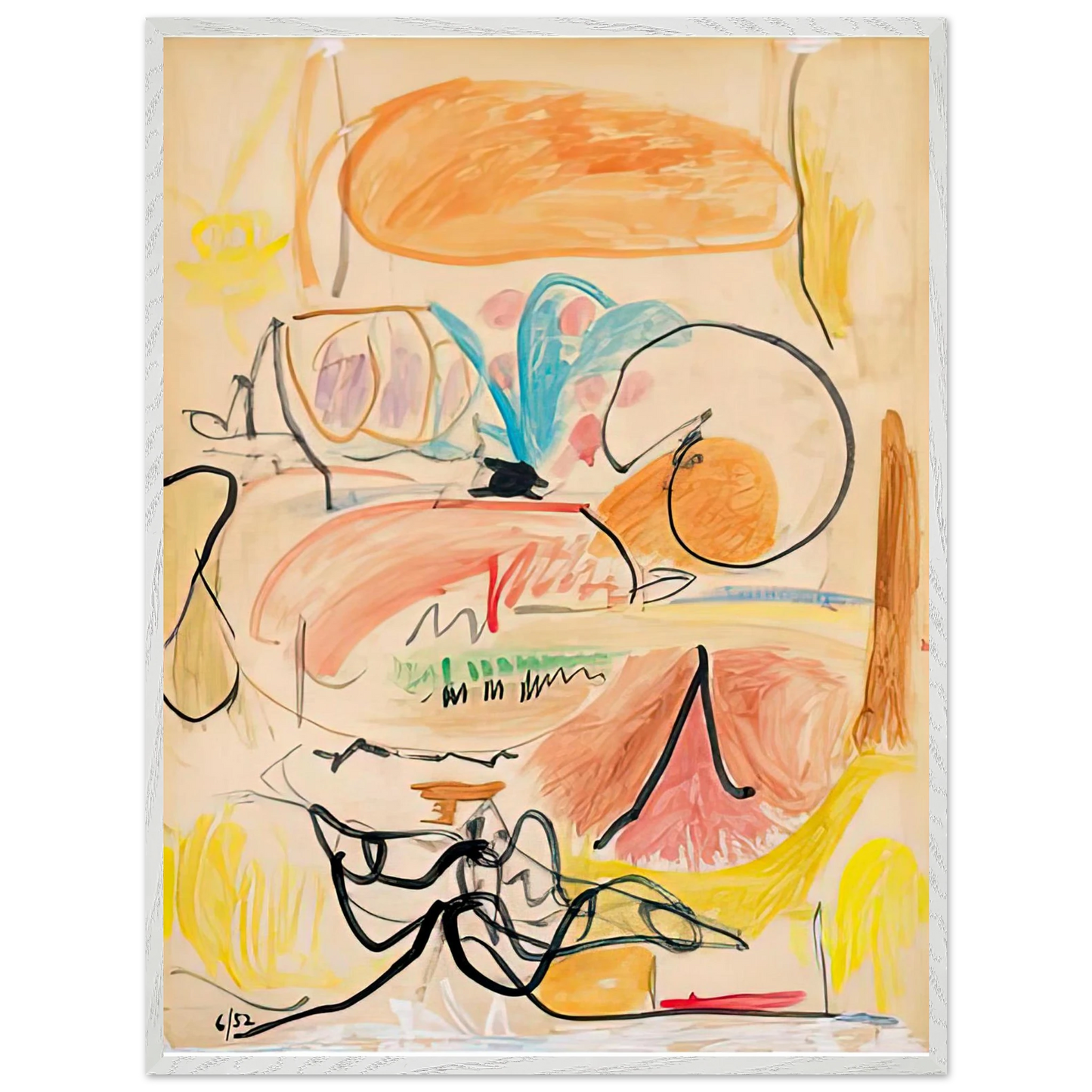 Helen Frankenthaler - Window Shade No. 1, 1952- Wall Art - 60x80 cm / 24x32 inches - Premium Wooden Framed Poster With Fine Art Paper - Black frame