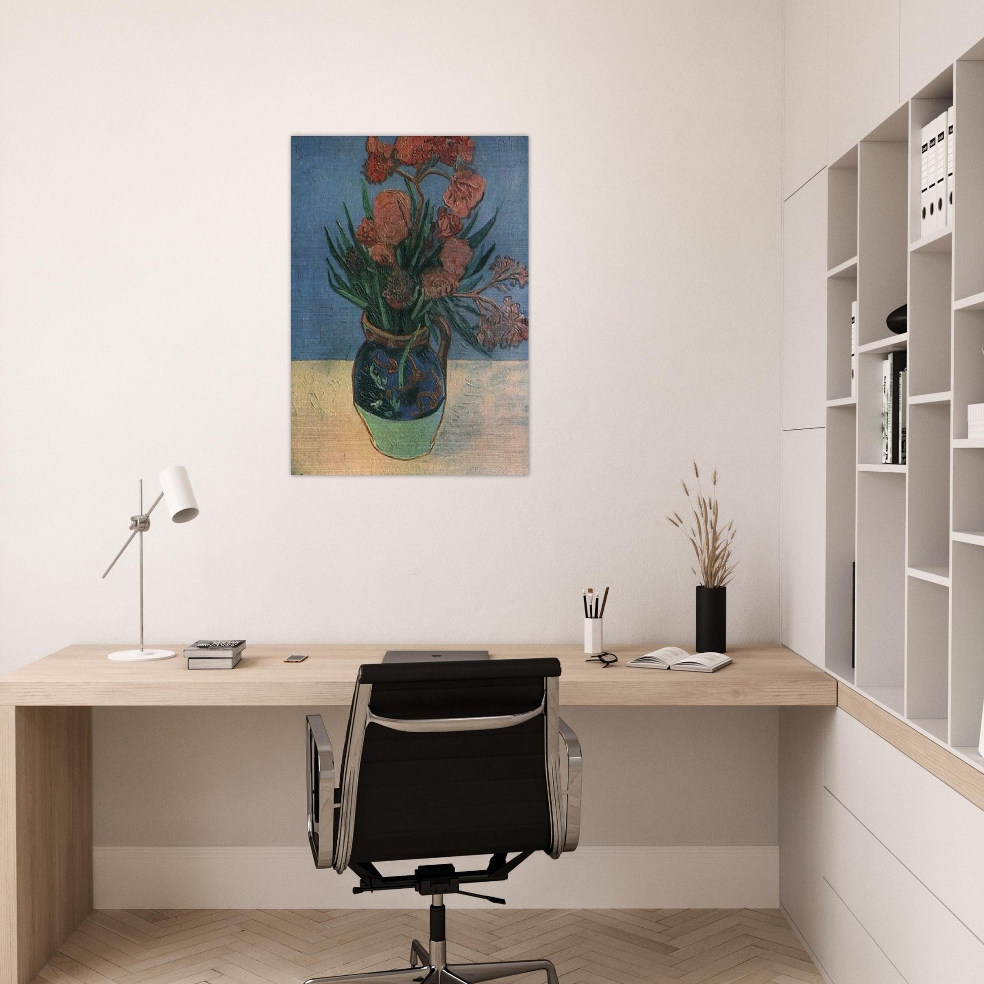 Still Life Vase with Oleanders - Vincent van Gogh Brushed Aluminum Print - 70x100 cm / 28x40 inches | Vincent van Gogh Aluminum Print | Vincent van Gogh Prints