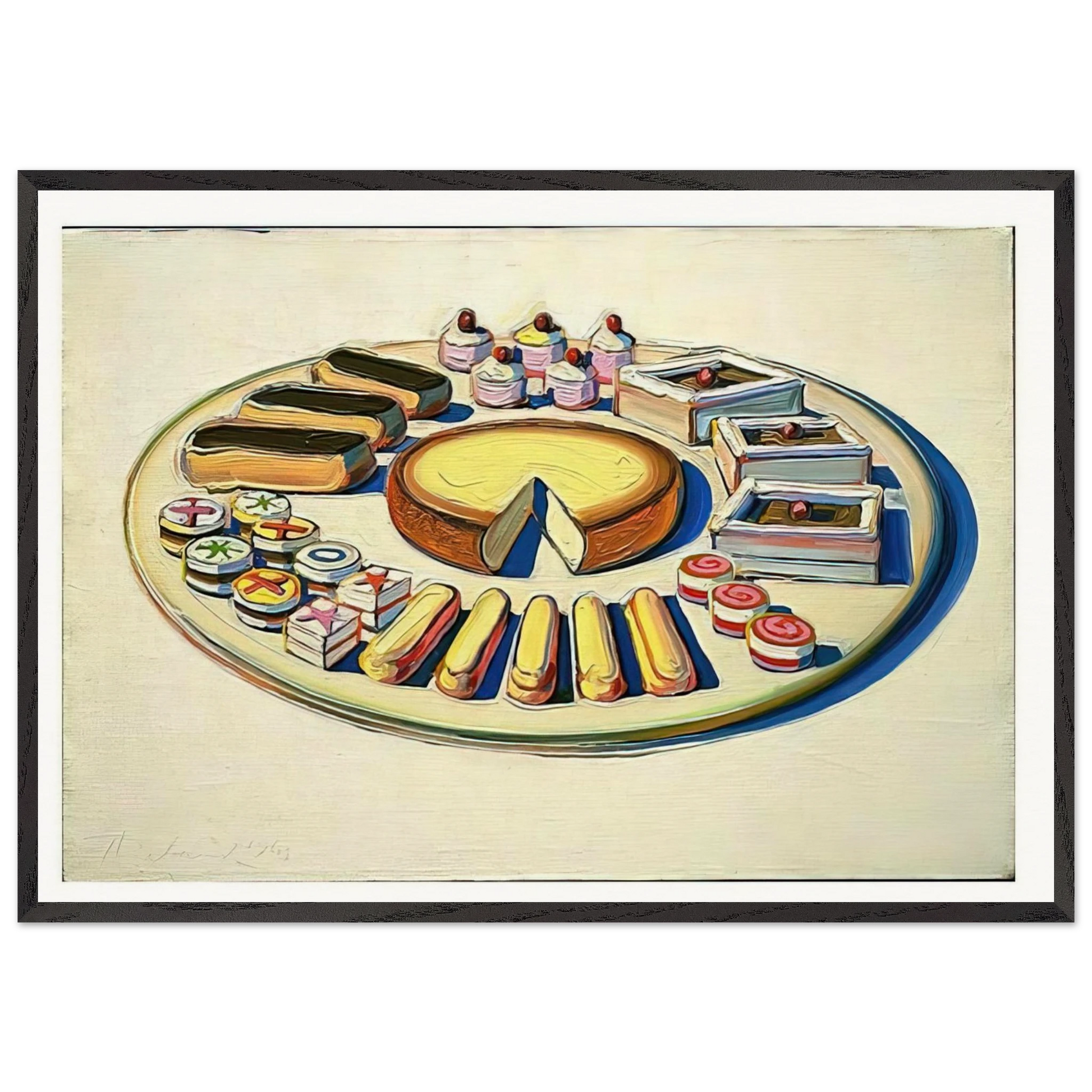 French Pastries - 1963 - Wayne Thiebaud Framed Art Print – Black Wooden Frame - Default Title - -Framed Art Print