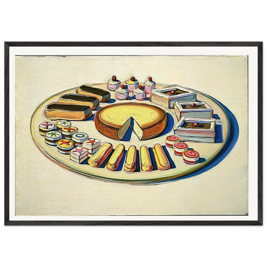 French Pastries - 1963 - Wayne Thiebaud Framed Art Print – Black Wooden Frame - Default Title - -Framed Art Print