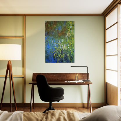 Iris at the Sea-Rose Pond - claude monet Brushed Aluminum Print - 70x100 cm / 28x40 inches | claude monet Aluminum Print | claude monet Prints