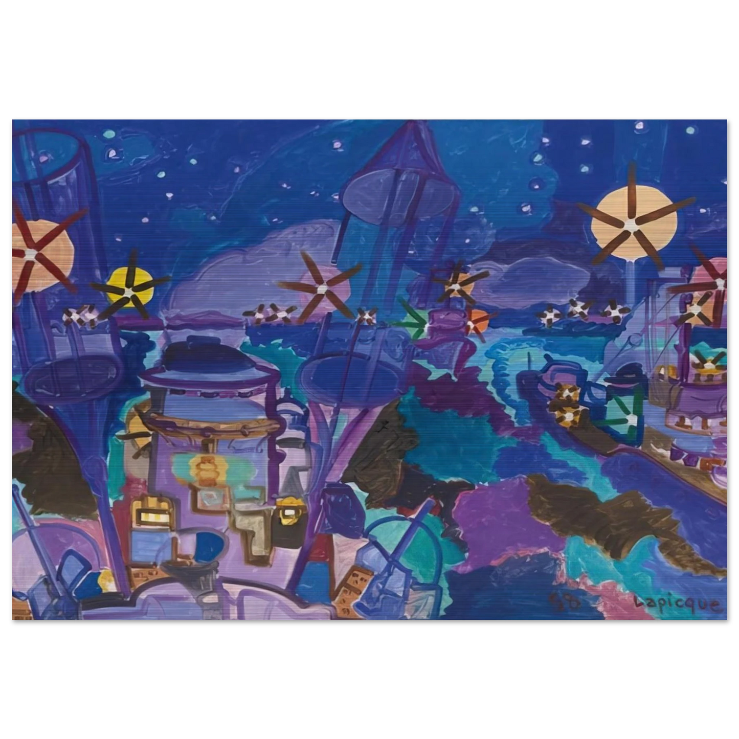 Manœuvres de nuit - 1958 - Charles Lapicque Brushed Aluminum Print - 70x100 cm / 28x40 inches | Charles Lapicque Aluminum Print | Charles Lapicque Prints