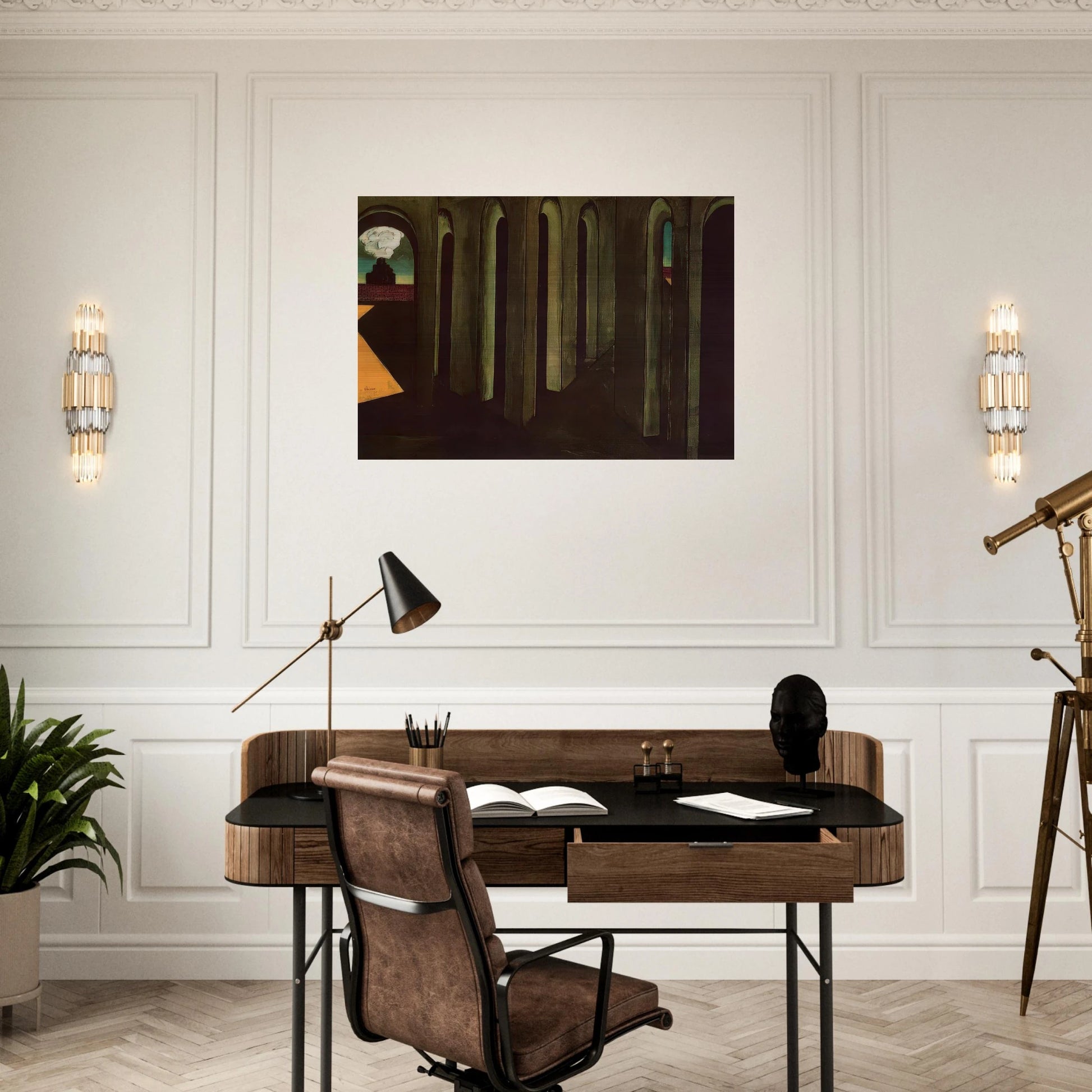 THE ANXIOUS JOURNEY 1913 - Giorgio de Chirico Brushed Aluminum Print - 70x100 cm / 28x40 inches | Giorgio de Chirico Aluminum Print | Giorgio de Chirico Prints