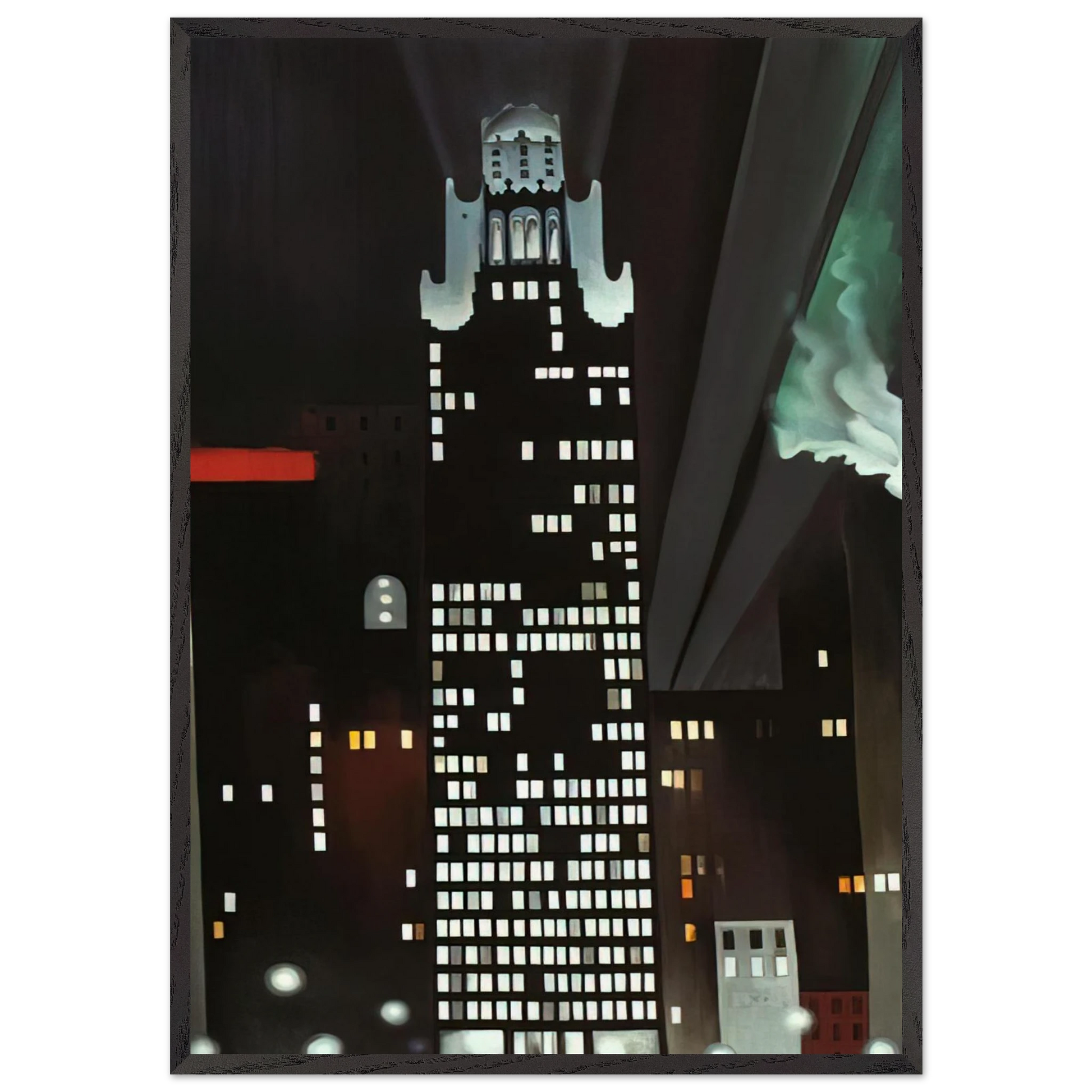 Radiator Building - Night New York - Georgia OKeeffe 70x100 cm / 28x40 inches Framed Art Print – Black Wooden Frame
