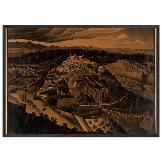ITALIAN TOWN - MC Escher Framed Art Print – Black Wooden Frame - Default Title - -Framed Art Print