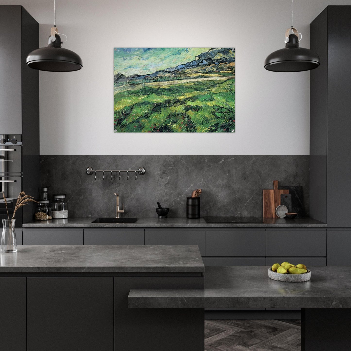 The Green Wheatfield behind the Asylum - Vincent van Gogh Acrylic Print - 70x100 cm / 28x40″ inches