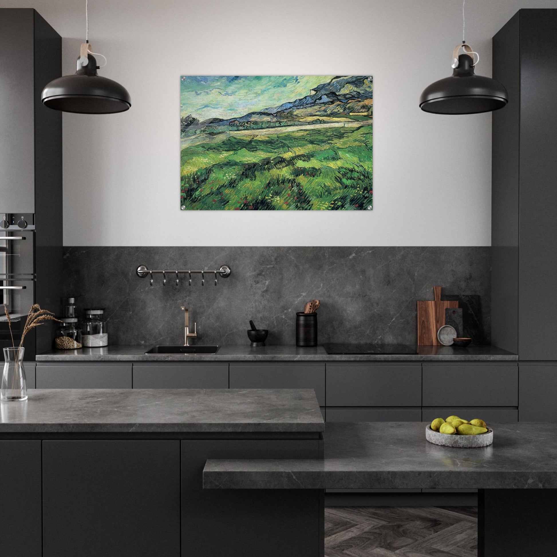 The Green Wheatfield behind the Asylum - Vincent van Gogh Acrylic Print - 70x100 cm / 28x40″ inches