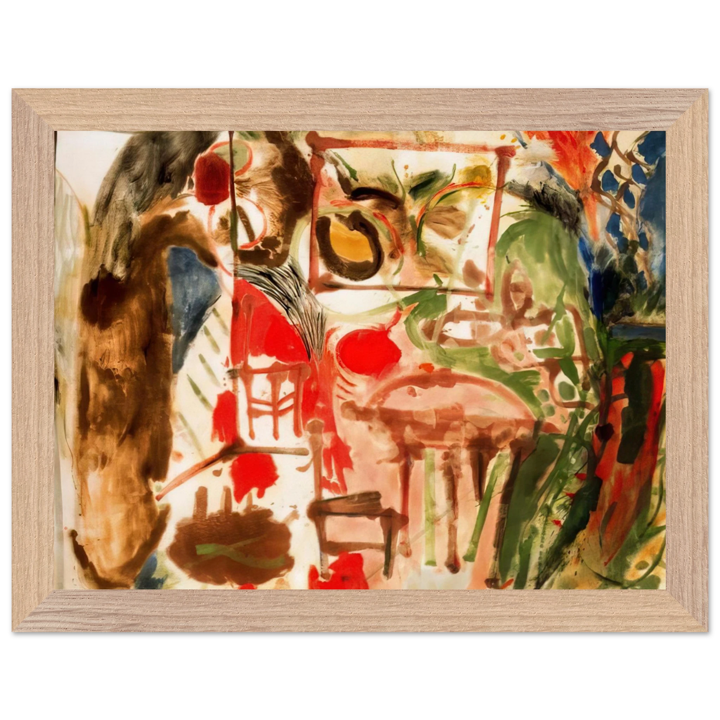 Helen Frankenthaler - Interior - 1957 Wall art - 15x20 cm / 6x8 inches - Premium Wooden Framed Poster With Fine Art Paper - Wood frame