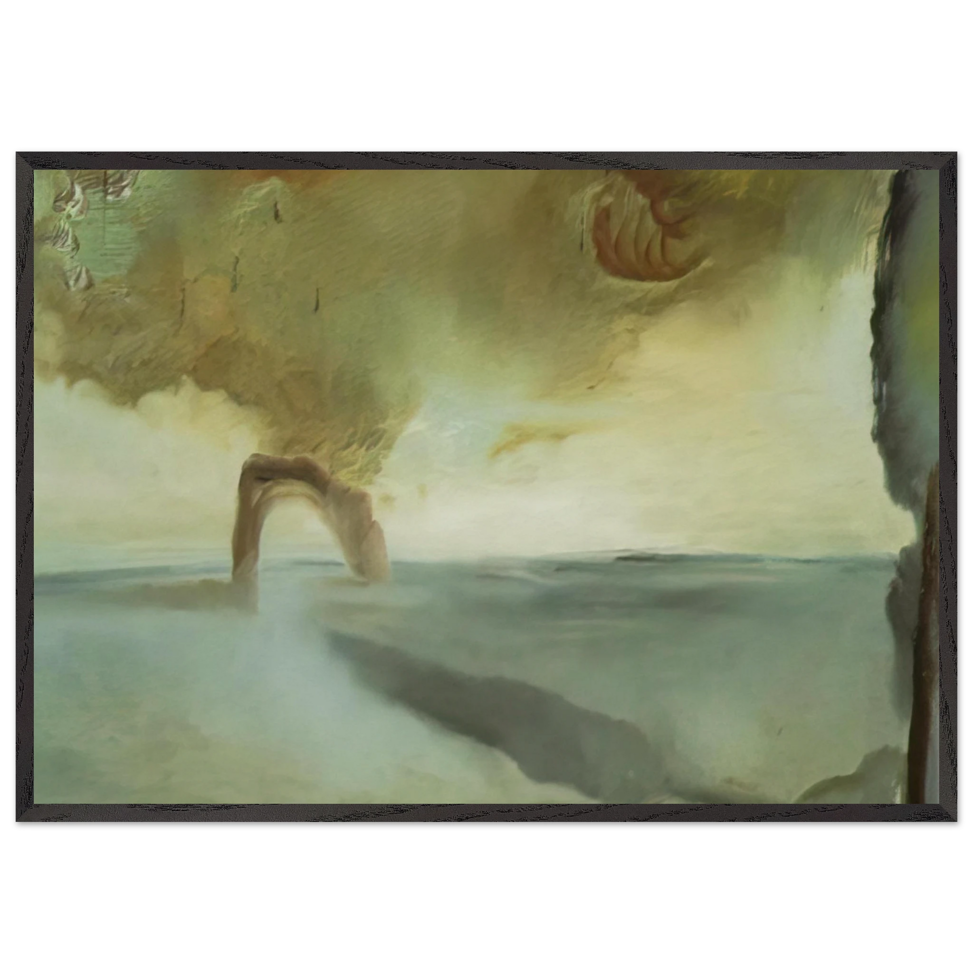 LANDSCAPE WITH ROCK IN THE SHAPE OF A TRIUMPHAL ARCH - Salvador Dali Framed Art Print – Black Wooden Frame - Default Title - -Framed Art Print