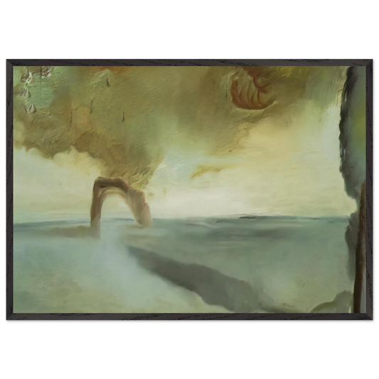 LANDSCAPE WITH ROCK IN THE SHAPE OF A TRIUMPHAL ARCH - Salvador Dali Framed Art Print – Black Wooden Frame - Default Title - -Framed Art Print